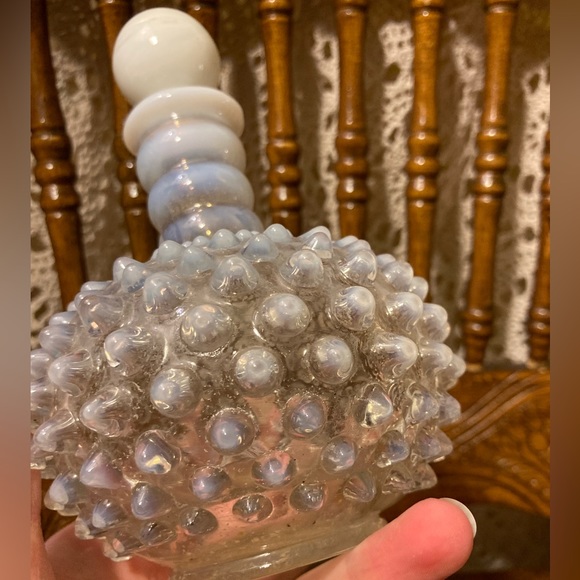 Fenton Opalescent Moonstone Hobnail Glass Perfume Bottle - Vintage, Eclectic - Picture 5 of 14